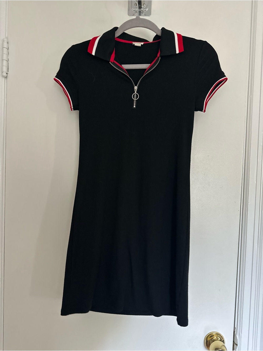 Garage Quarter Zip Short Sleeve babydoll Dress Y2K grunge Gothic Punk Streetwear